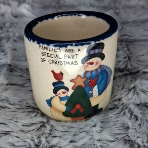 Vintage 1970s CMI Henton Ceramic Votive Candle Christmas Crocks Crackled